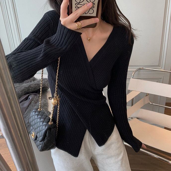 トップス 上着 人気 おすすめ おしゃれ お洒落 激安 安い プチプラ カーディガン チュニック ニット セーター 長袖 ロング リブニット オープンカラー 開襟 Vネック wto0890