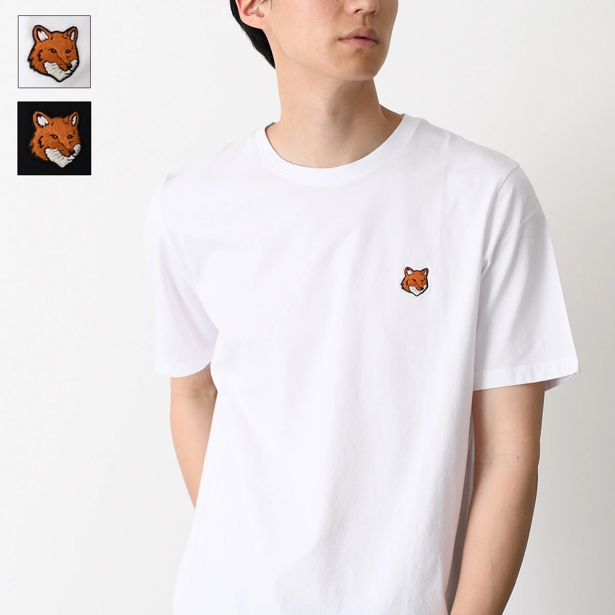 トップス フォックスヘッド パッチ レギュラー Tシャツ PM00107 KJ7026 メンズ ユニセックス ブラック ホワイト クルーネック