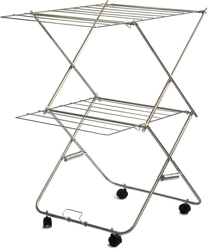 洗濯物干し 室内用 折りたたみ式 2段 57×75×高さ91 車輪付き コンパクト収納 タワー型 洗濯ハンガー