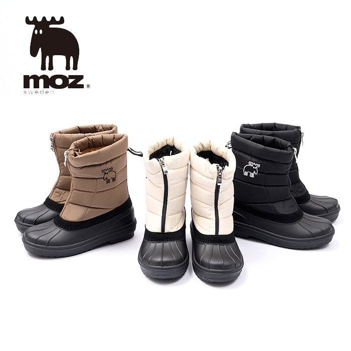 moz モズ ブーツ ウインターブーツ レディース 無地 4cm防水 ショート丈 軽い 撥水 雪 モノトーンファスナー スノーブーツ ボア 防寒