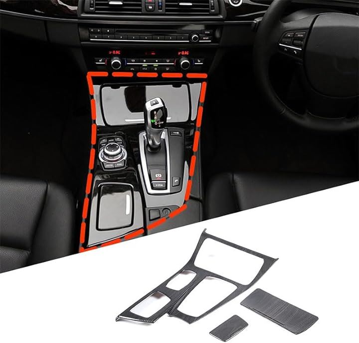 BMW 5シリーズ シフトカバー センターシフトパネル センターコンソールシフトパネル カバーパネル カスタム アクセサリー 3点セット( 黒木目)