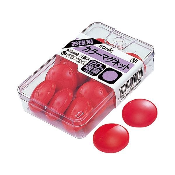 （まとめ） カラーマグネット 直径30mm 赤 AW-232 1ケース（11個） [x15セット]