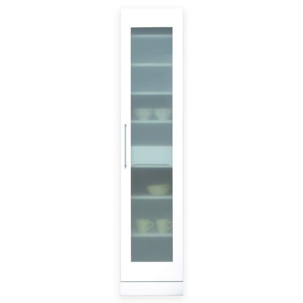 食器棚 キッチン収納 幅40cm ホワイト スリムタイプ 飛散防止加工ガラス使用 移動棚付き 日本製 完成品 開梱設置