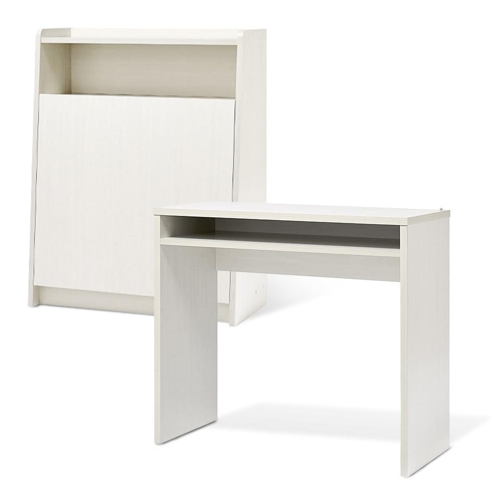 新生活2点セット デスク ペールストッカー 北欧風 ホワイト