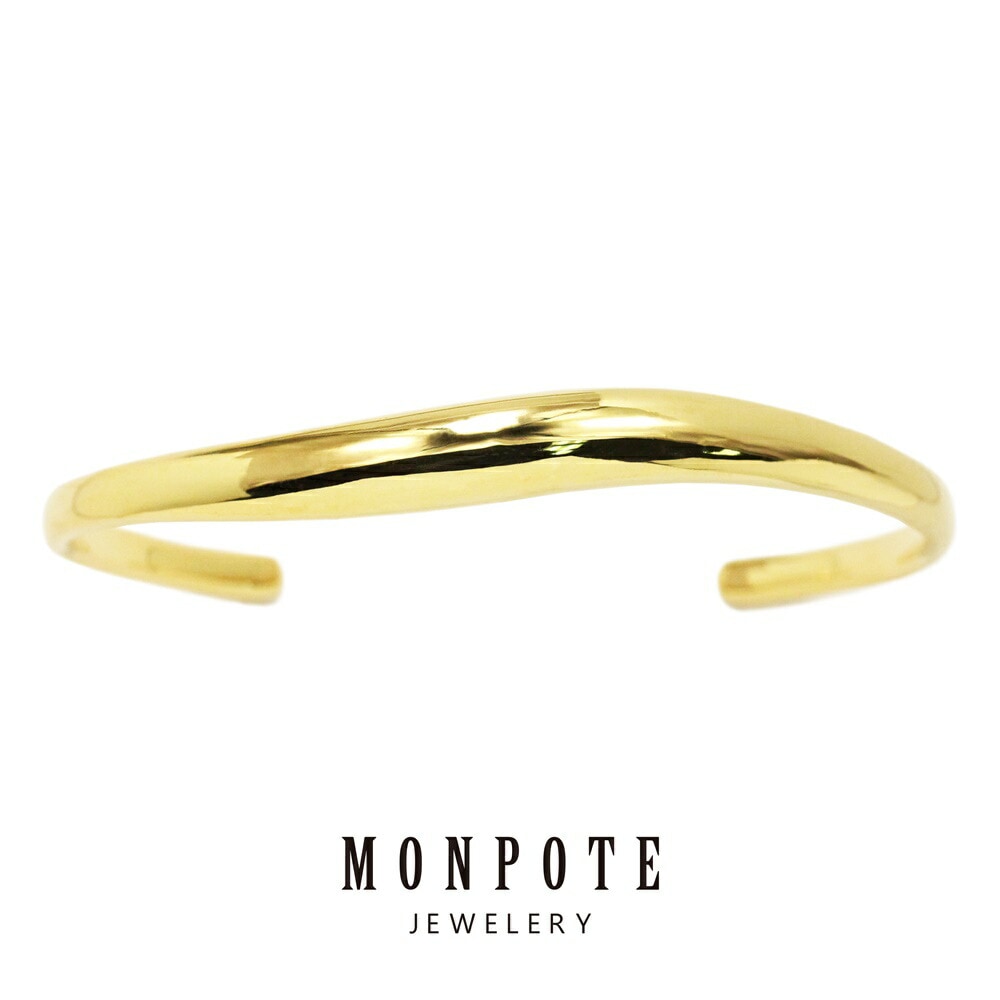 モンポット バングル ブレスレット レディース イエローゴールド 普段使い おしゃれ プレゼント 大人 女性 誕生日 シルバーアクセサリー きれい シンプル 母 妻 彼女 女友達 結婚祝い 結婚記念日