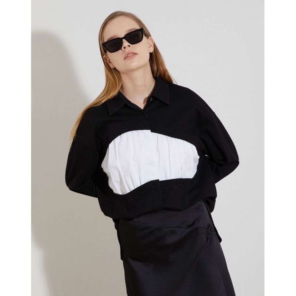 [オリビアローレン] カラーマッチングパッチシャツ_VVCNL3S2271