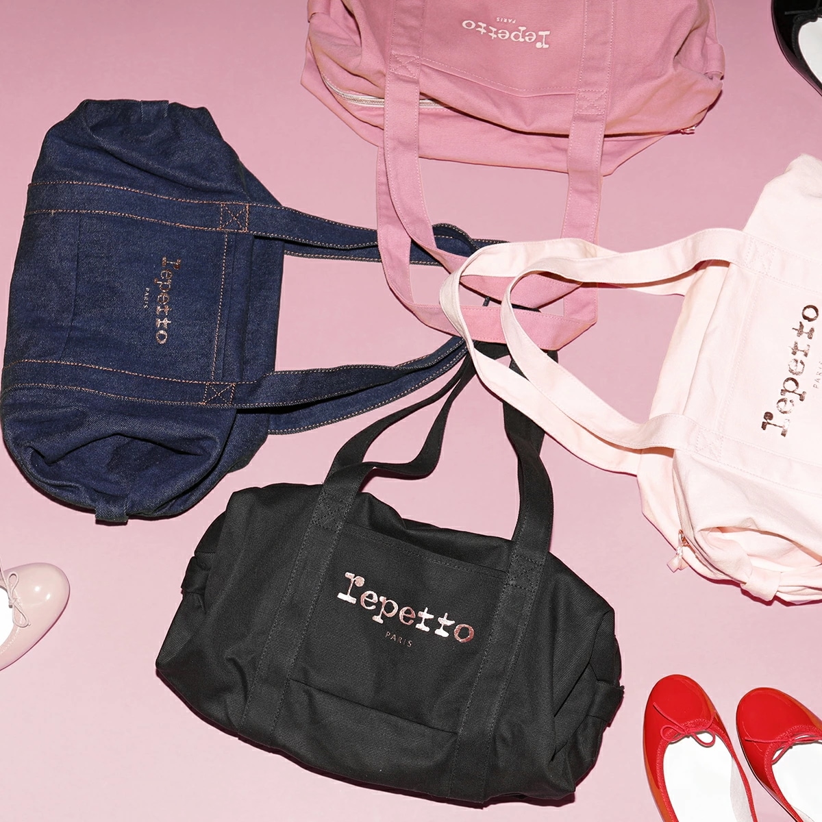 repetto レペット ハンドバッグ Cotton Duffle bag Size M B0232T レディース プリント ロゴ ミディアム ダッフルバッグ ジムバッグ 鞄 カラー5色