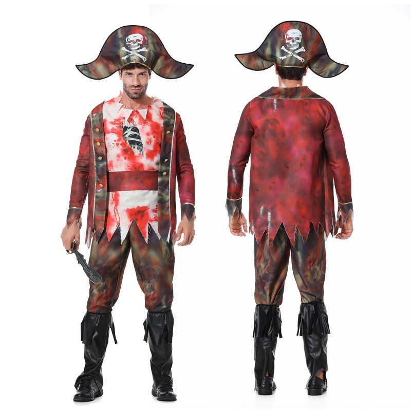 ハロウィンコスプレ海賊死体衣装恐怖血の仮装舞踏会衣装幽霊海賊船長