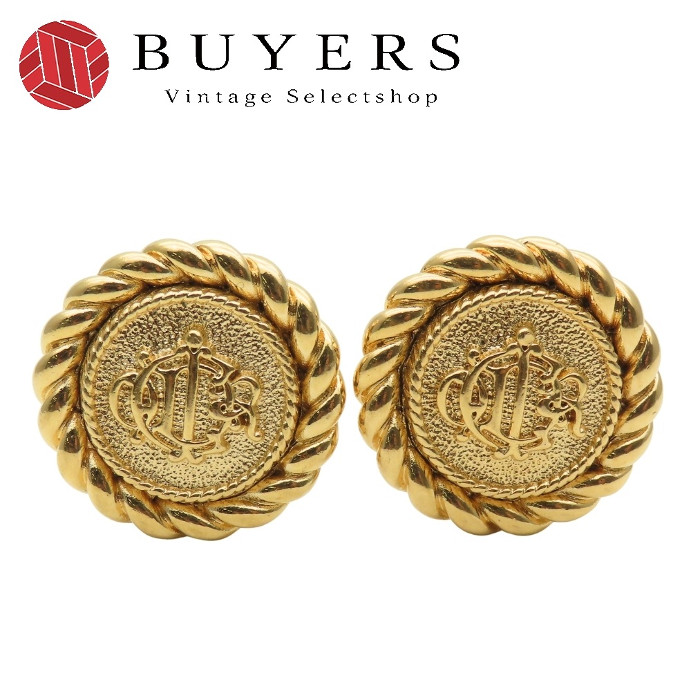 中古 イヤリング ロゴ メタル ゴールド メッキ GP アクセサリー レディース 女性