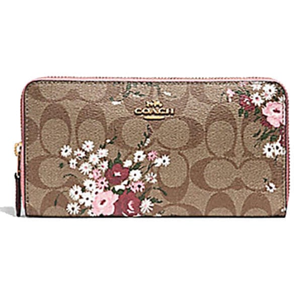 ACCORDION ZIP WALLET IN SIGNATURE CANVAS WITH FLORAL BUNDLE PRINT F29931