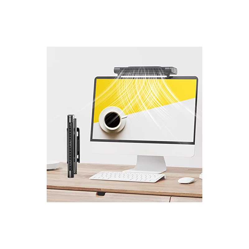 「スペース節約＆クリップ式」 MACOLAUDER 2-in-1モニター掛け式扇風機 無極風量 モニターファンランプ ディスプレイファン 卓上扇風機 デスクファン 45角度調整 USB充電 静音 オ