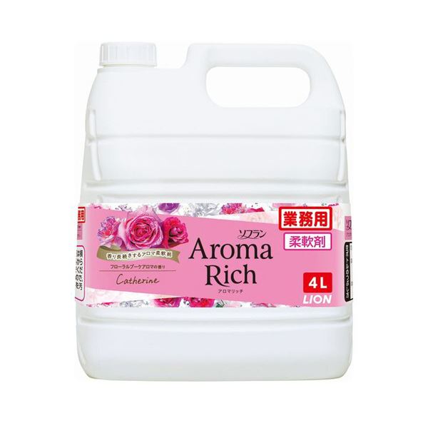 （まとめ） ライオン ソフラン アロマリッチキャサリン 業務用 4L 1本 (×5セット)