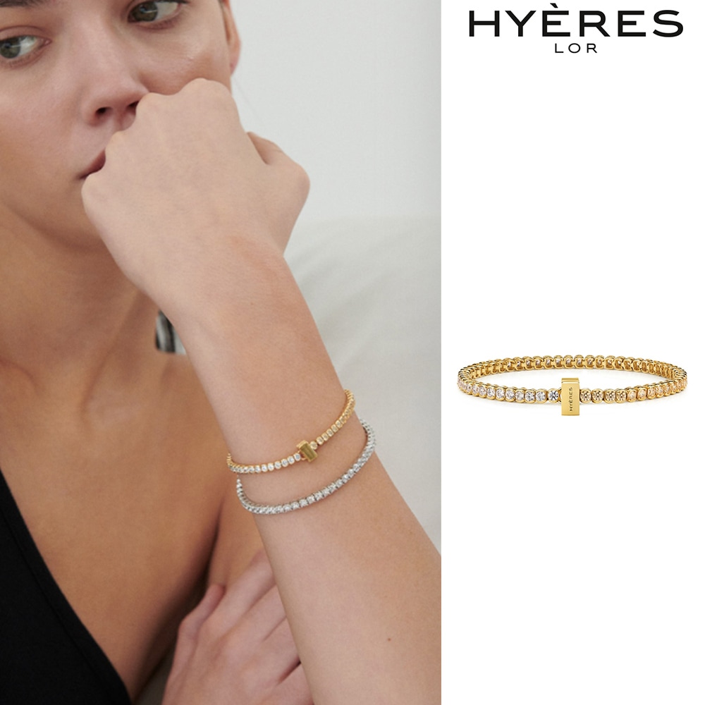 [HYERES LOR] Essence Silver Tennis (Y) Bezel Half 2.5 Bracelet