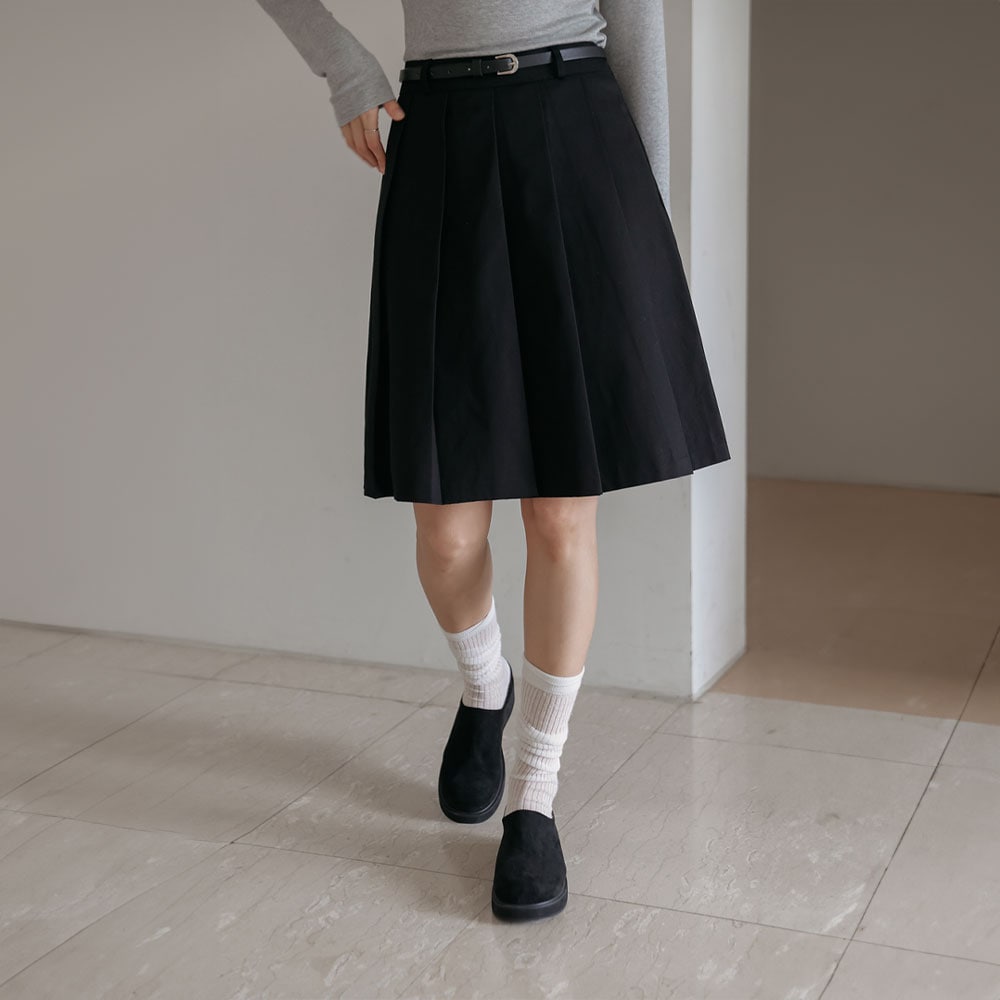 デリンベルトセットプリーツミディスカート