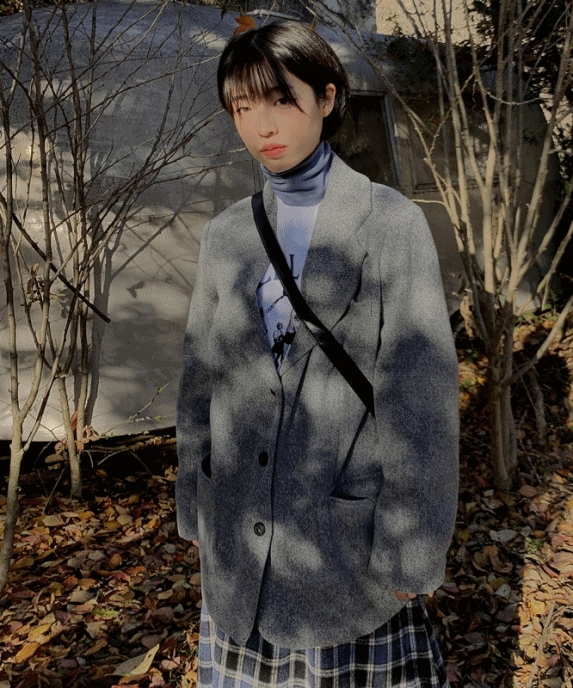 [153cmフィット/背が低い女超超超強力おすすめ!!]！！:D] 冬のヌークオーバーフィットウールjkハーフコート