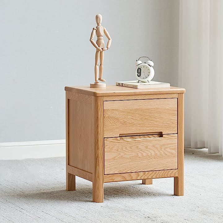 ナイトテーブル アメリカオークウッド ベッドサイドテーブル ライトスタンド モダンなインテリア 鍵付き 木製 無垢材 完成品 ソファスタンドエンド ランプテーブル(ナチュラル)