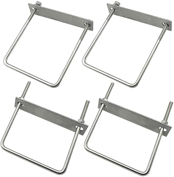 駐車カーポート用 固定金具 コ型ボルト Uボルト アルミ柱に穴あけ必要なし 締付固定 固定ベース ステンレス製 4個セット 角パイプ120ｍｍ用x4(角パイプ120ｍｍ用x4)