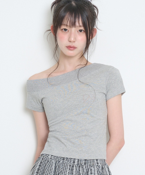 【ILLIGO】 129 ONE SHOULDER HOTFIX TOP MELANGE 正規品