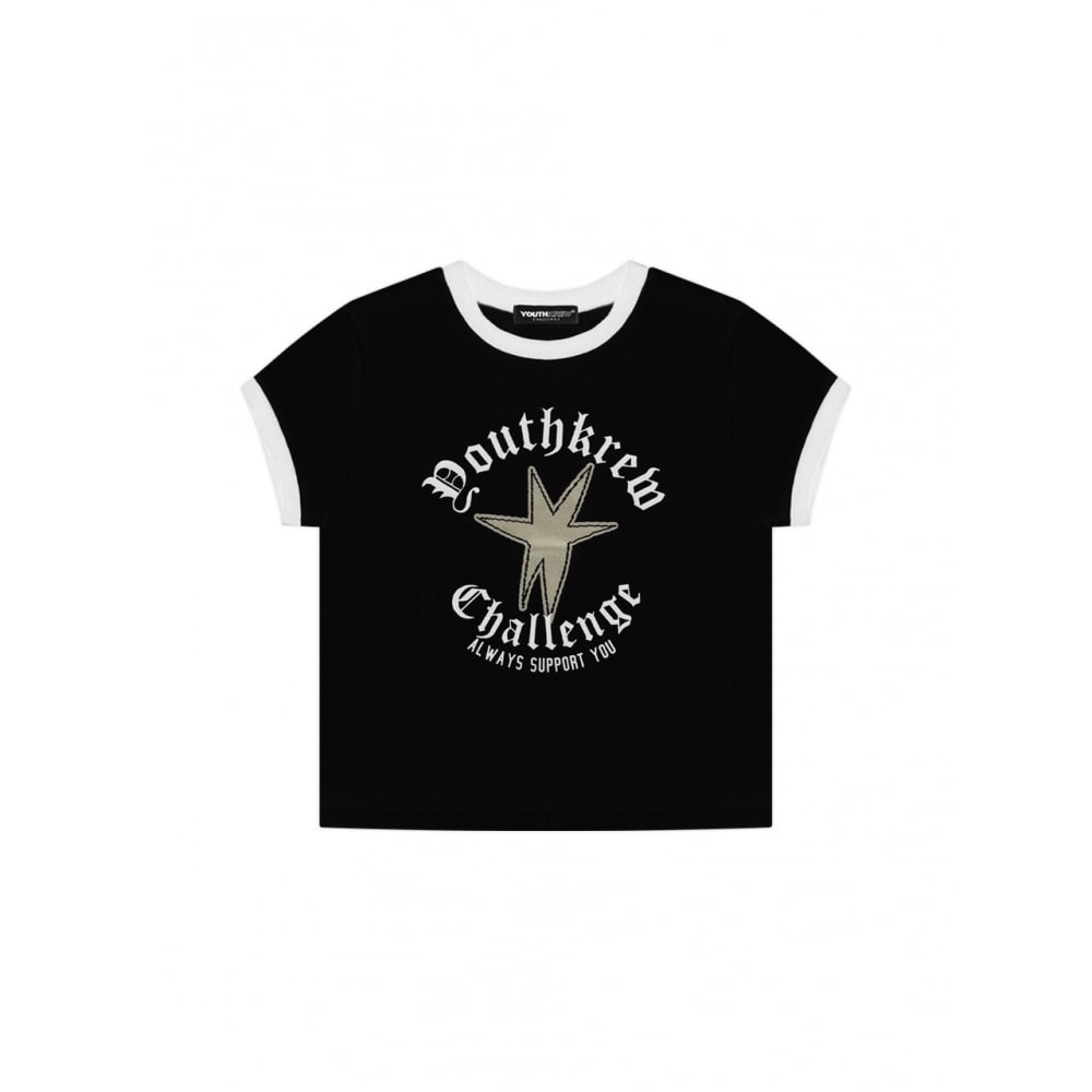 youthkrew YK グロリアスリムクロップTシャツブラック