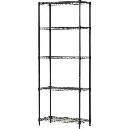 ドウシシャ ルミナス互換 5段 幅60 スリムスチールラック 棚 収納 黒 ブラック 全体耐荷重325kg 幅59.5cm×奥行29.5cm×高さ151.5cm M1560305BK 頑丈 ワイヤーシ