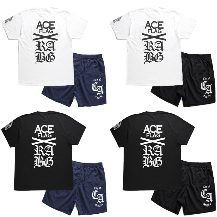 ACE FLAG 上下セット 半袖 Tシャツ ハーフパンツ メンズ 全4色 大きいサイズ エースフラッグ セットアップ ビッグシルエット C/S ペイズリー ナンバー