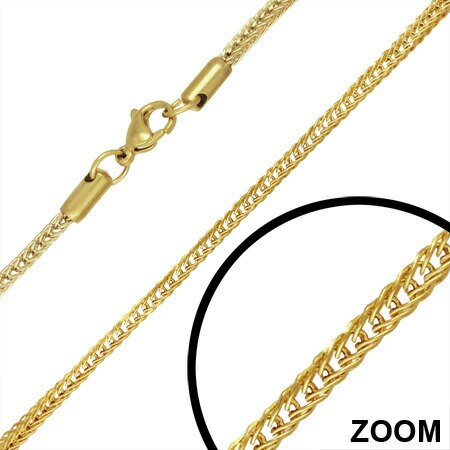 2.5mmゴールドスクエアシャギー ネックレス 首飾り 長さ45cm 短め サージカルステンレス316L アクセサリー 男性 女性 プレゼント 単品 シンプル トップ別売 stc00ncb127xx