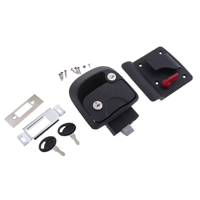 キャンピングカーのドアロックメタルキャンピングカードアラッチハンドル 亜鉛合金RVドアロック交換キット RV用のダブルトレーラードアトレーラードアラッチの内側のラッチヨット用のドアロック
