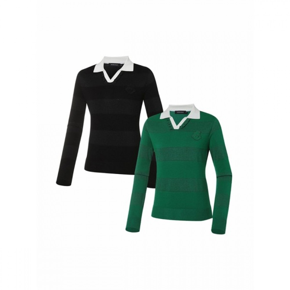 [ワイドアングル] レディース WG グリッターストライプセーター L_WWP23K72