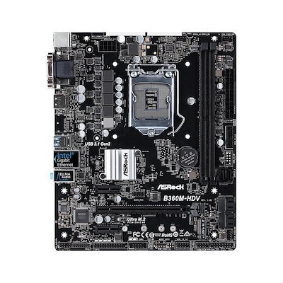 ASRock B360M-HDV Intel B360 LGA1151 DDR4-2666 32GB M.2 SATA Gigabit LAN HDMI DVI-D D-SUB