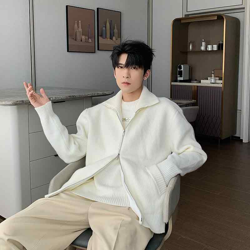 メンズ 男性用 ファッション オシャレ シンプル 大人 かっこいい ストリート 紳士服 フェイク ツーピース セーター 冬 カーディガン コート 韓国ファッション スタイル 綿 アウター タートルネッ 10,659円