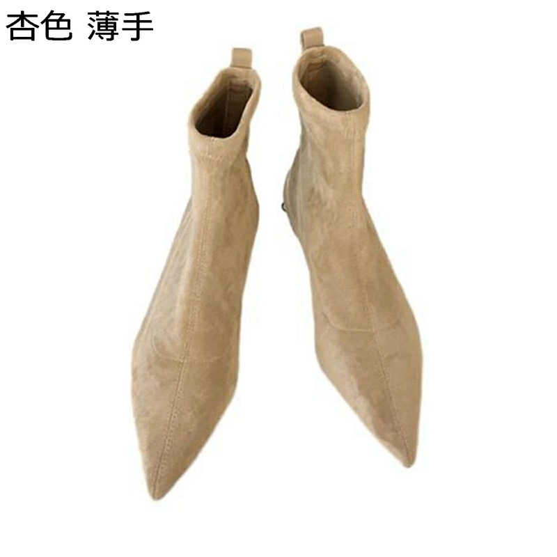 レディース ショートブーツ ブーティ ハイヒール ポインテッドトゥ フラット インヒール スエード 簡約 無地 シンプル ハーフ丈 アンクルブーツ 撥水 秋冬 通勤 オフィス 外出