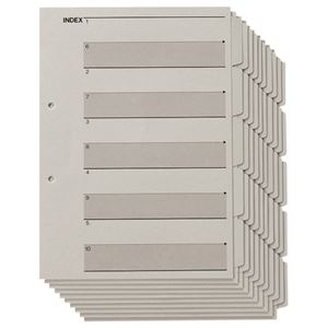 （まとめ） TANOSEE 見出しカード（エコノミータイプ） A4タテ 2穴 5山+扉紙 グレー 1パック（10組） (×15セット)