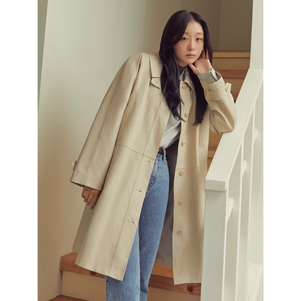 DEPOUND レザートレンチコート ライトベージュ