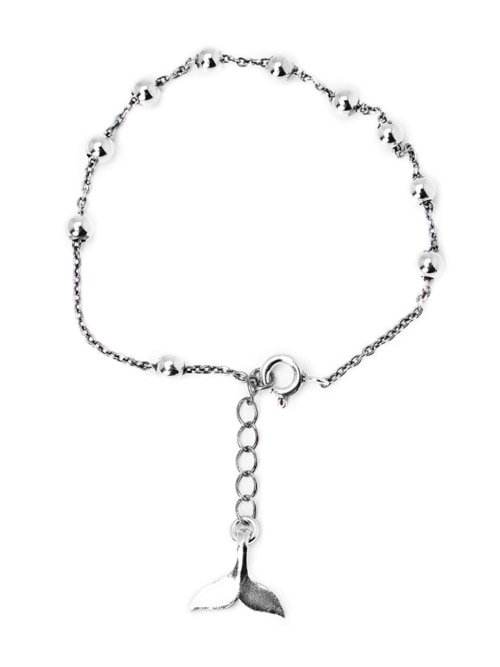 【HARANG】 HR 118B_Whale Tail Pendant Silver Ball Chain Bracelet 正規品