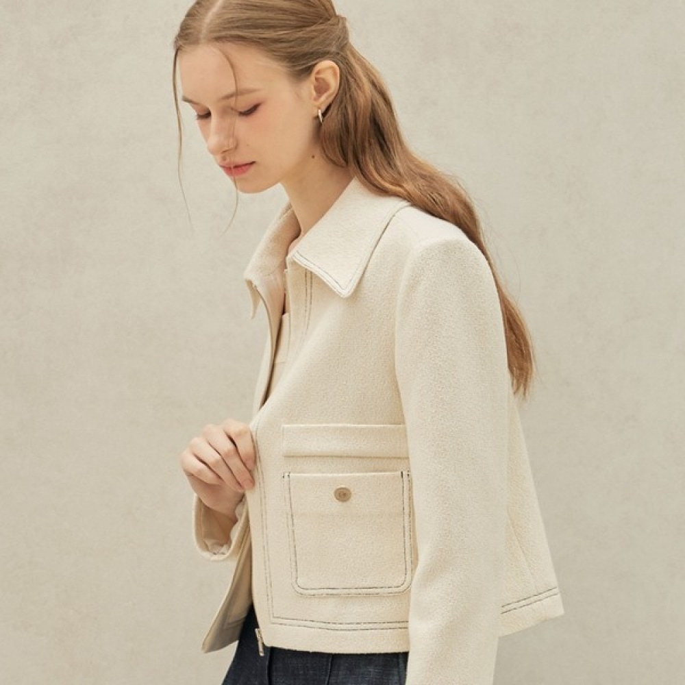 (リアーナニューヨーク) ウールブレンドステッチジップアップジャケットRSAWJK080