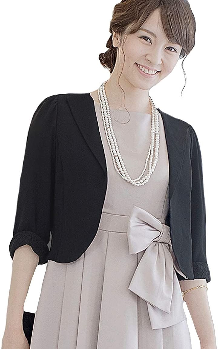 パーティー ボレロ ジャケット 袖口 レース バック リボン フォーマル ジャレロ レディース ベージュ( ベージュ B,  M) アウニイ auni パーティー ボレロ ジャケット 結婚式 袖口
