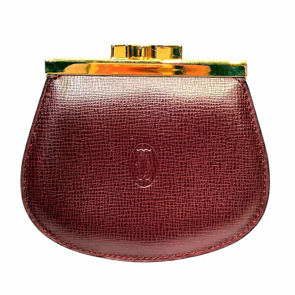 カルティエ マストライン ボルドー がま口 コインケース レディース 財布【中古】