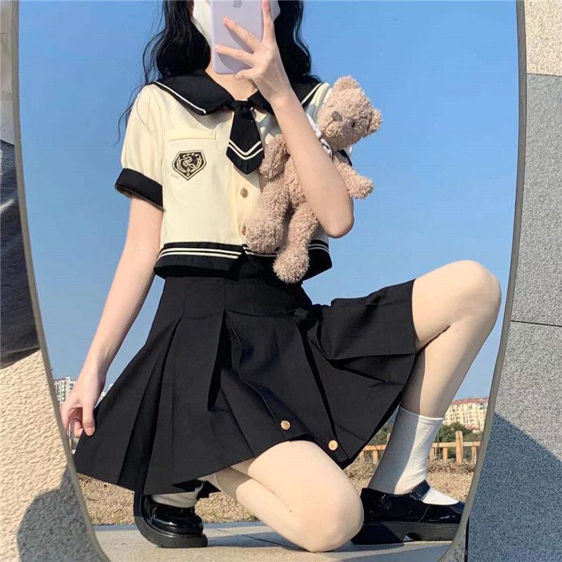 【即納】セーラー服 JK制服 学生服 半袖セット 女子高生 高校生 卒業式スーツ 入学式スーツ 女の子 可愛い 大人 上下セット スカート コスチューム