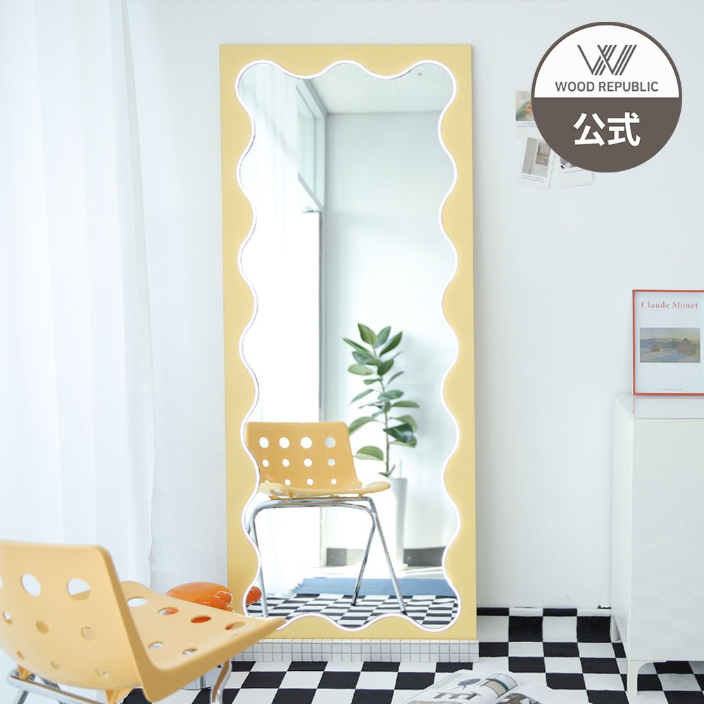 公式販売　韓国産 飛散防止 ネオン ブロッサム ウェーブ照明 全身鏡　ウェーブミラー 韓国ミラー 女優ミラー 鏡 韓国鏡 韓国インテリア インテリア