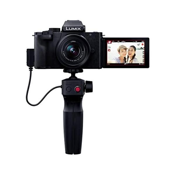 【中古】パナソニック Vlog ミラーレス一眼カメラ ルミックス G100V 標準ズームレンズキット トライポッドグリップ付属 ブラック DC-G100V-K