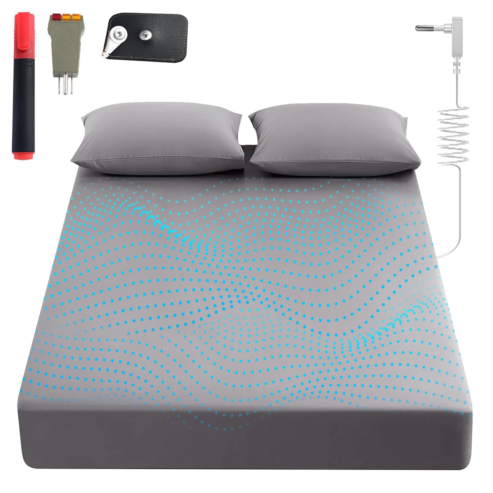 グランドシーツ キング オーガニックコットン90% + ピュアシルバー繊維10% グラウンドベッドシーツキット ディープポケットグラウンドベッドシーツ 痛みを和らげる - 健康的な睡眠療法に使用 (グ