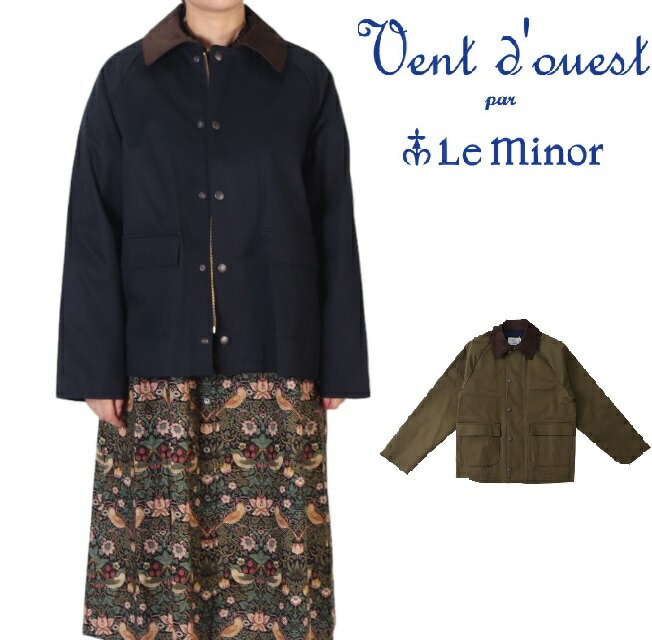 (初売りセール) ルミノア　Le minor コート ジャケット レディース 高密度ｺﾝﾊﾟｸﾄﾁﾉｸﾛｽ コーデュロイ 襟付き マリン 秋冬 23AW EL35306 長袖