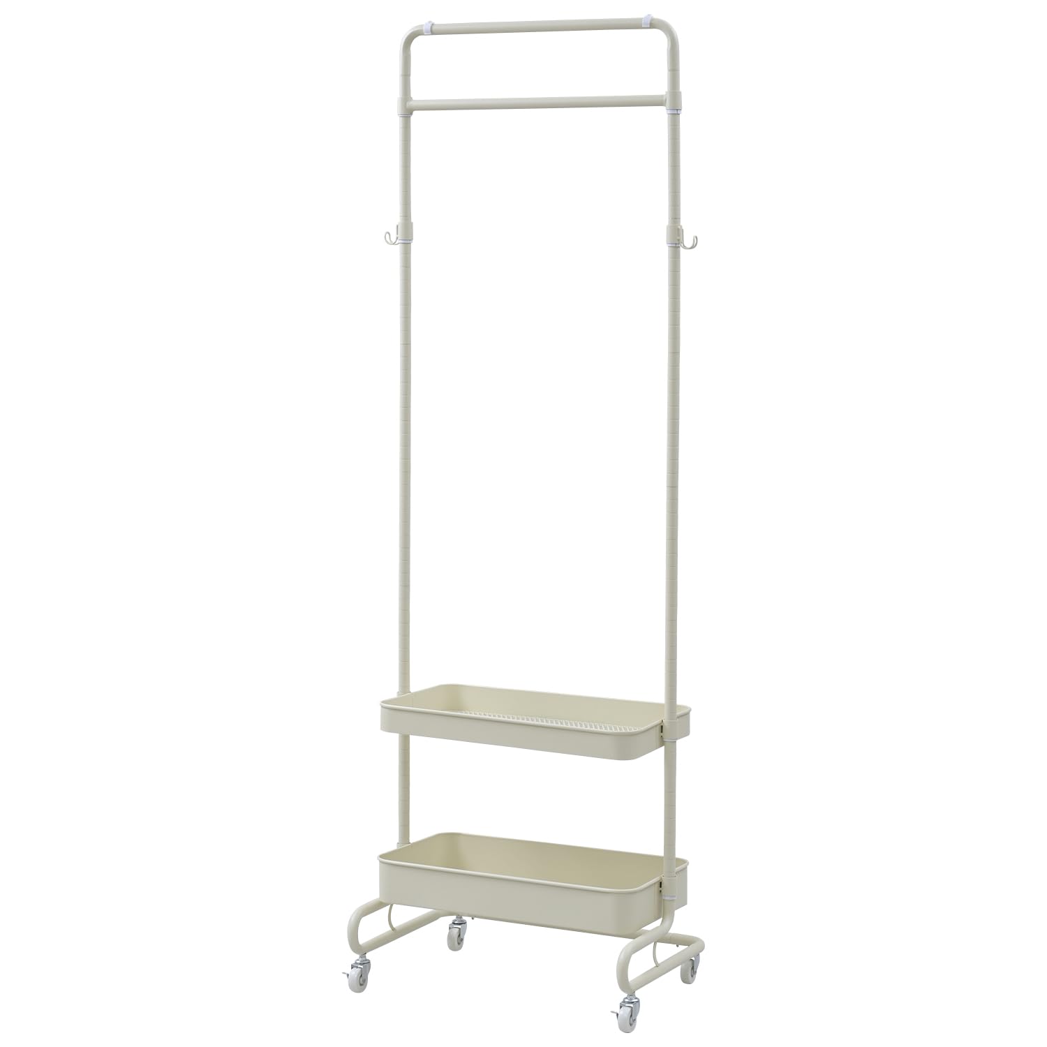 ハンガーラック トローリーハンガー キャスター付き 棚2段 全体耐荷重60kg 幅61.5×奥行43×高さ189cm 組立品 グレージュ LTH-2BH(GG)