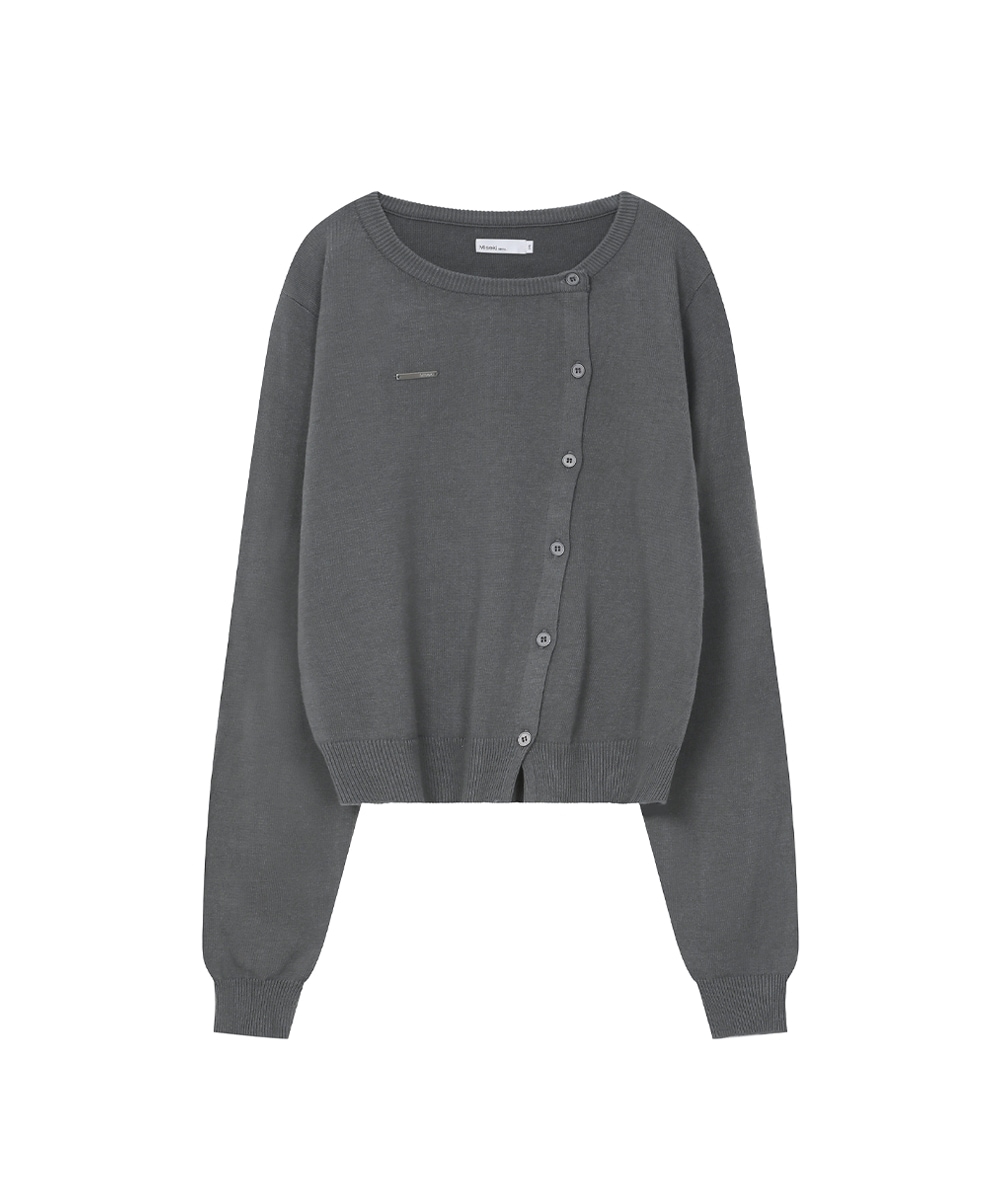 【MISEKI SEOUL】 UNBALANCED KNIT CARDIGAN : CHARCOAL