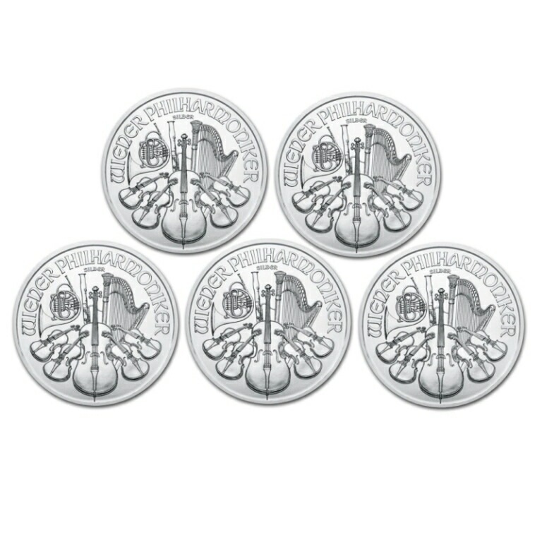 銀貨 ウィーン銀貨 1オンス 5枚セット（5オンス） クリアケース入り 1oz オーストリア造幣局発行 Silver Coin(55516) オーストリア造幣局発行 ウィーン銀貨 1オンス 5枚セット オーストリア