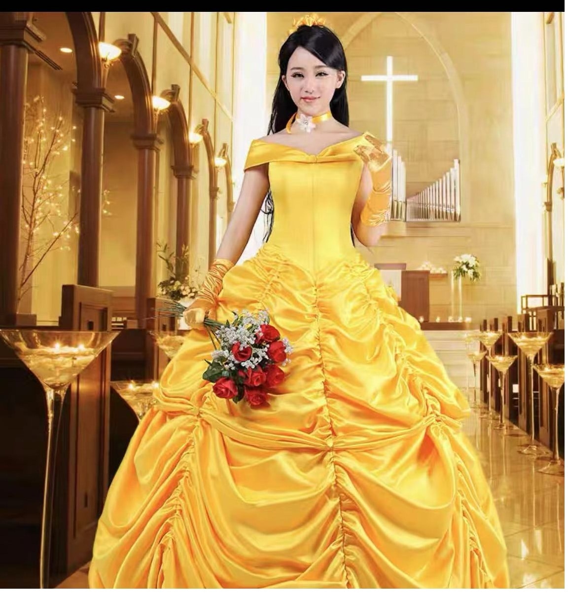 美女と野獣 ベル プリンセスドレス コスチューム パフォーマンス衣装 眠れる森の美女 プリンセスドレス