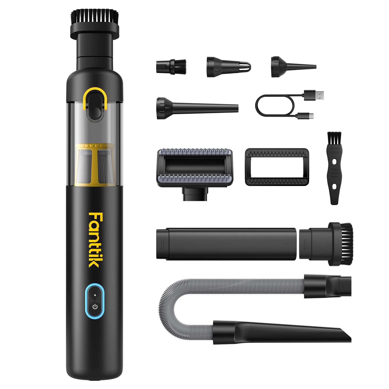 Fanttik Slim V8 Apex ハンディクリーナー 車用掃除機 19000Pa 強力吸引 4in1 多機能 吸い込み 吹き飛ばし両用 ミニ掃除機 軽量 40分間連続稼働 急速充電 Type