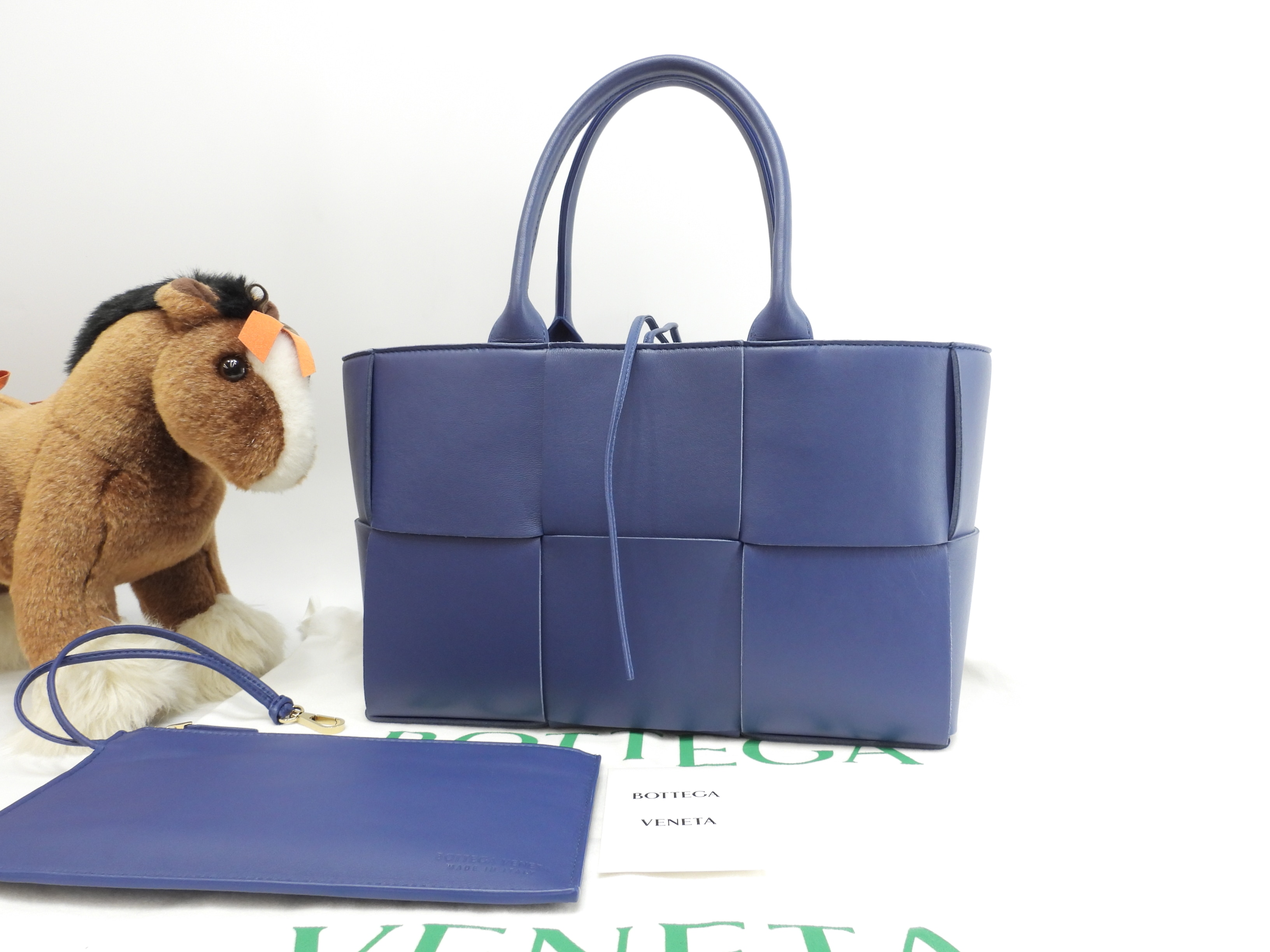 トートバッグ スモールアルコ レザー青 ハンドバッグ 極美品@B10245652B