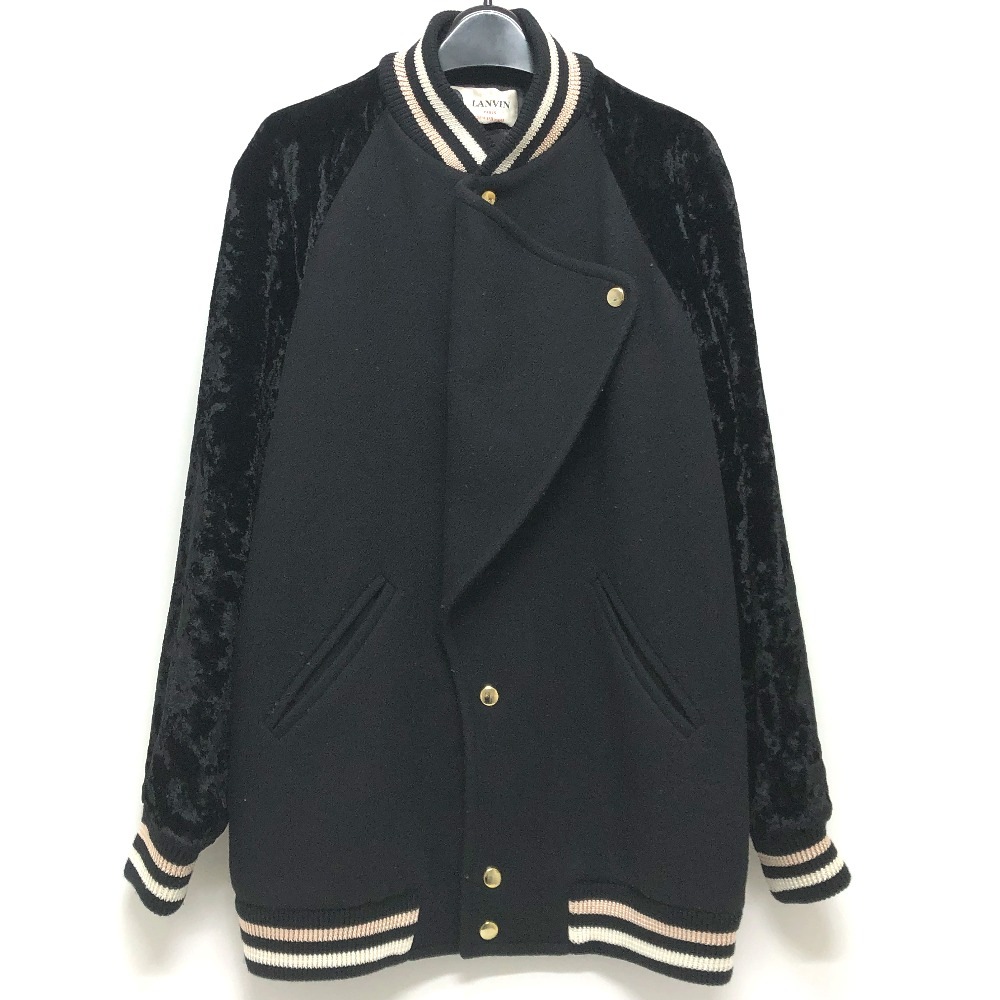 LANVIN ランバン ブルゾン JA726K 3613 オーバーサイズ バーシティジャケット スタジャン アウター コート ウール ブラック