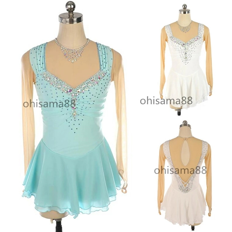 スケートドレス スタンダード 競技着 子供 大人 スケート衣装 キラキラ アイスダンス フィギュアスケート衣装 可愛い ドレス 長袖 ダンスドレス 練習着 キラキラ アイススケートウェア 演出用 舞台